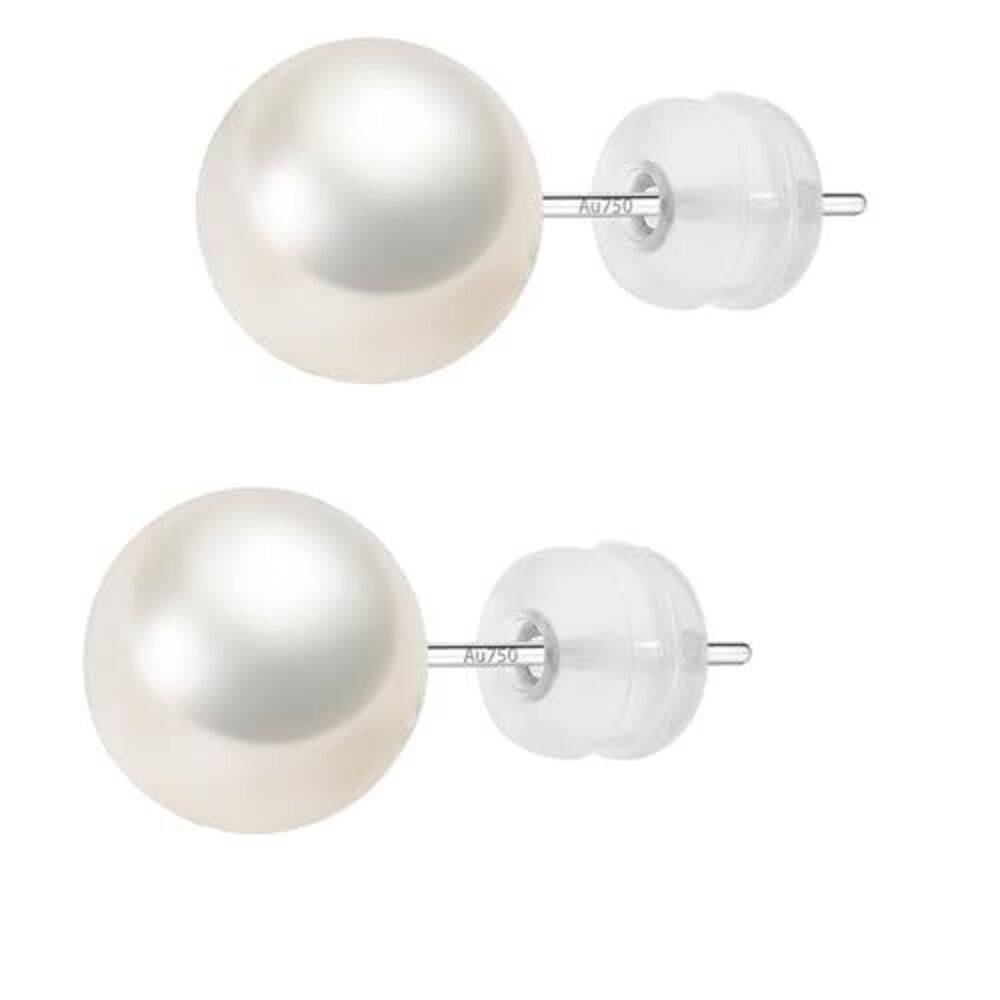 9437 18k Gold White Akoya Pearl Earrings,Round AAAA Pearl